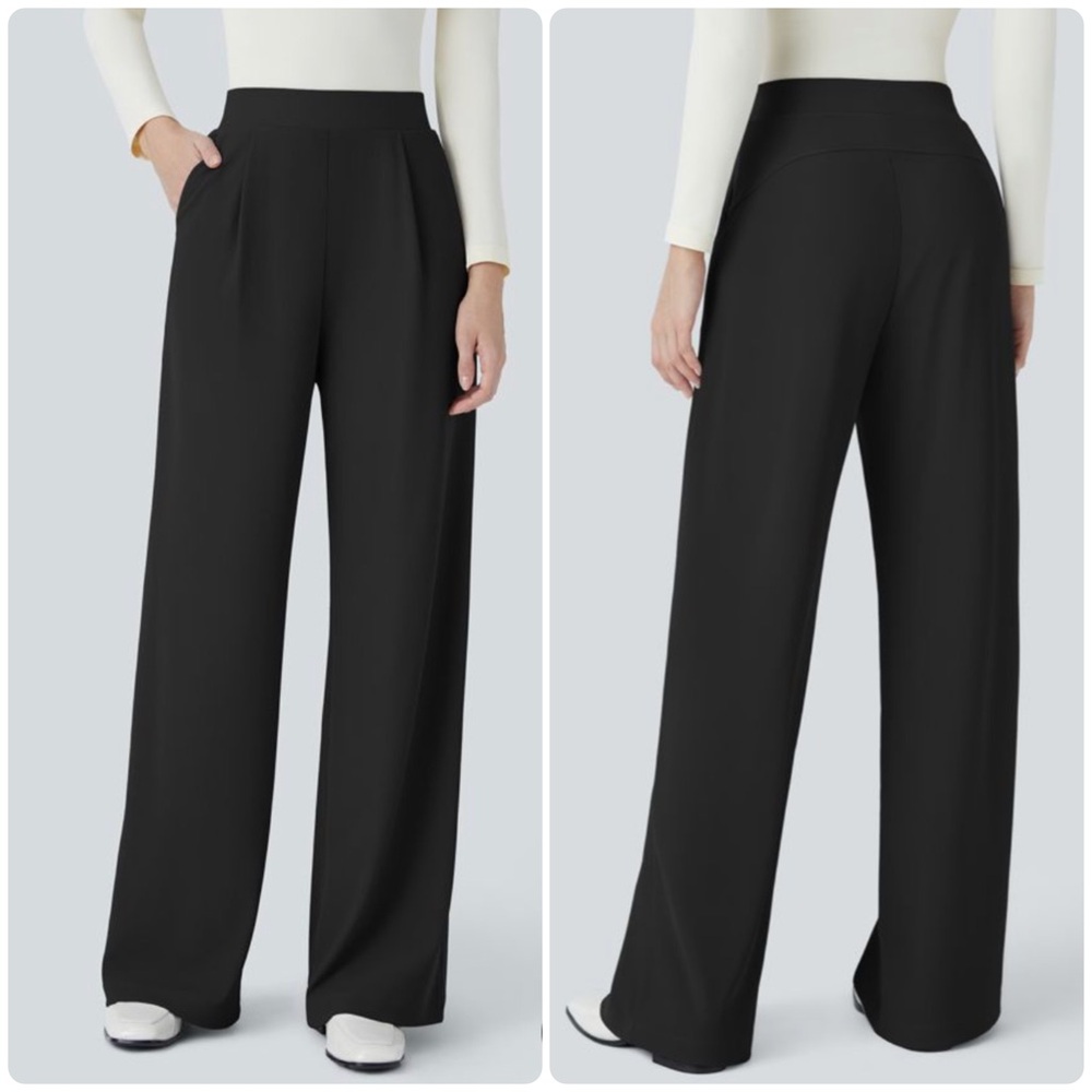 HALARA Black Wide-Leg Ponte Pants